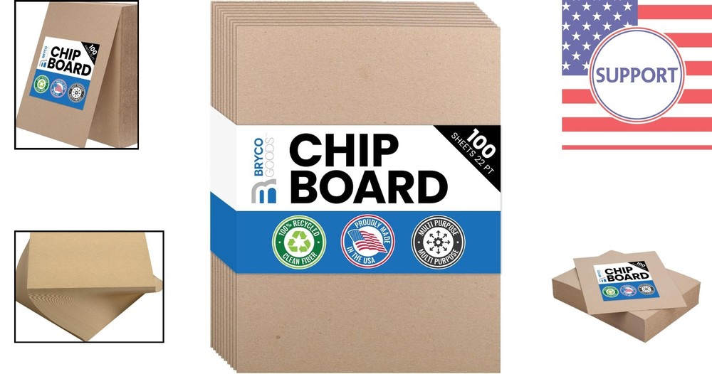 Versatile 8.5" x 11" Chipboard Sheets - 100 Pack - Eco-Friendly Crafting