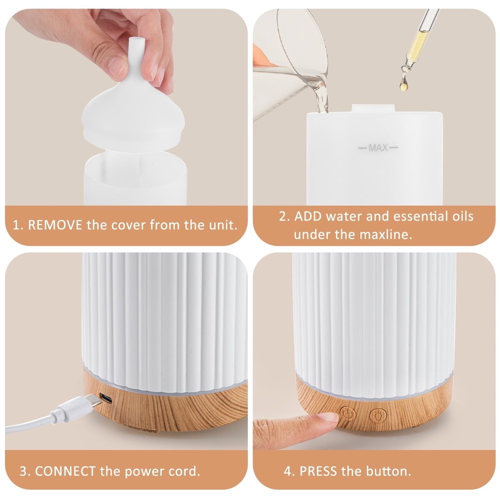 Specvoko 100ML Essential Oil Diffuser, Ultrasonic Cool Mist White