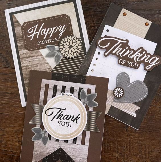 Creative Memories Trio Card Kit: "Bold & Slate", includes Envelopes