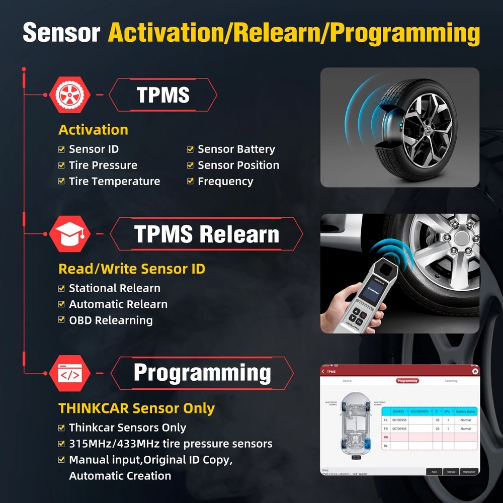 ThinkTPMS VENU iPro Activate Relearn Program TPMS Sersor Work W/ Thinkscan 689BT