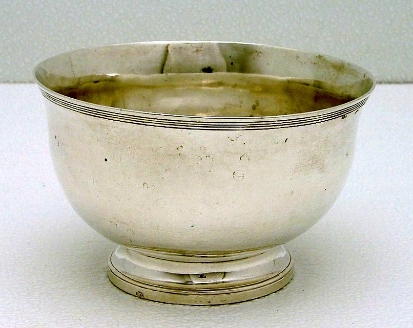 Setubal Portugal Solid Silver Bowl w Pedestal Base Marked c1790