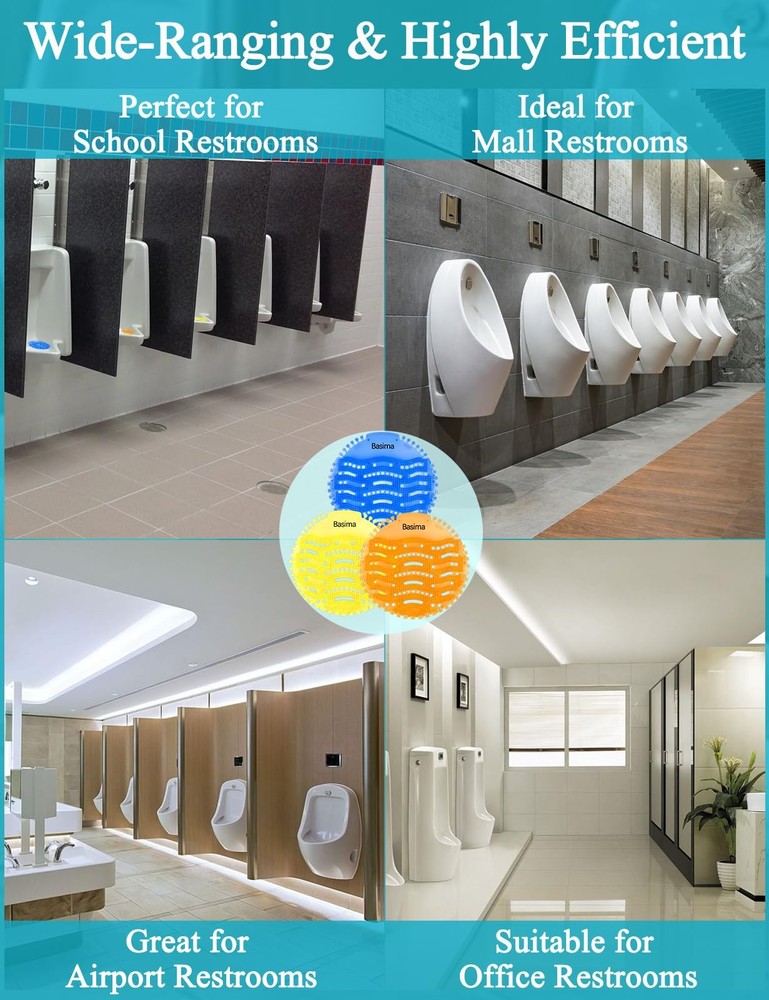 Urinal Screen Deodorizer, 50-Pack Long-Lasting Scents Urinal Cakes (Ocean Bre...
