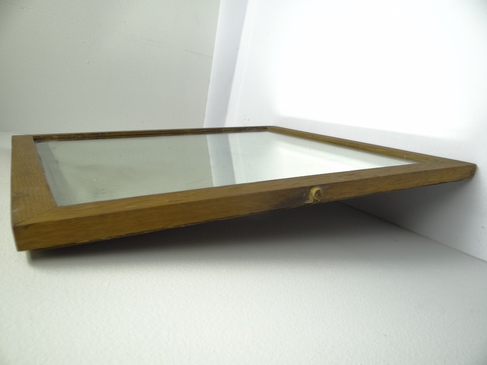 Beveled Glass Wood Frame Vanity Wall Hanging Rectangular Mirror