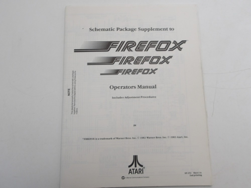 Atari - Firefox - Schematic Package Supplement - NOS