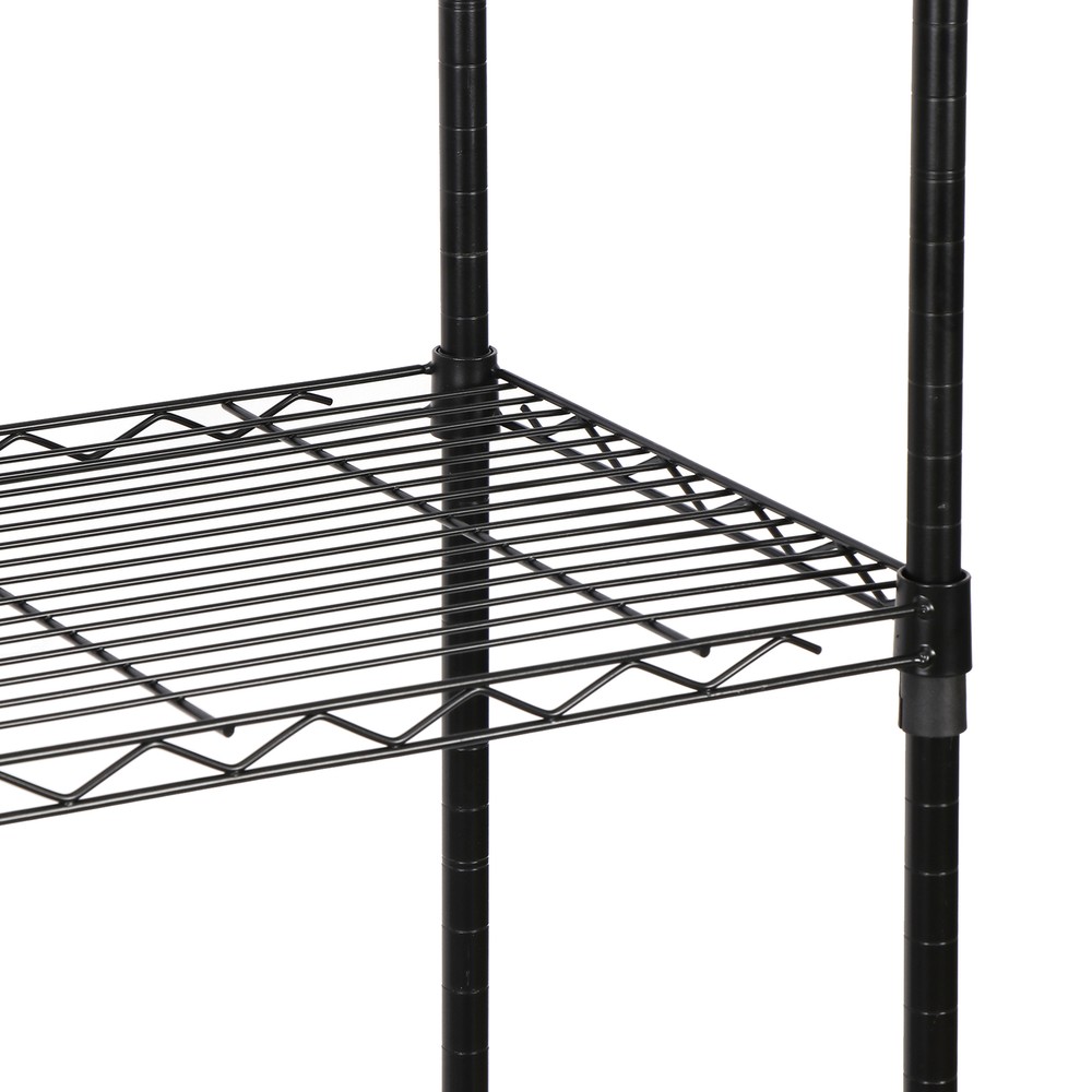 5 Layer Unit Wire Rack Storage Shelf Black Holder Kitchen Display Office Black