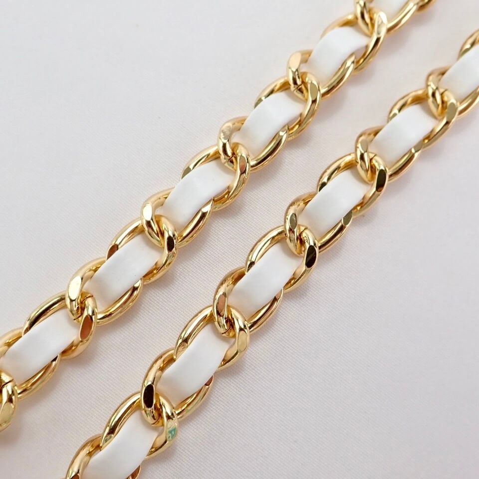 Inline Leather Chain Strap (White) - Cottonraffia