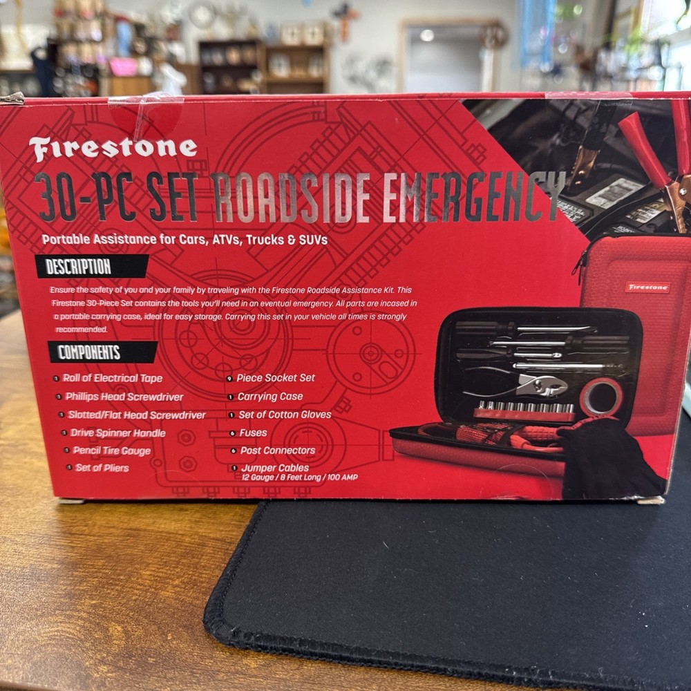 Firestone 30-PC set Roadside Auto Emergency Kit NIB