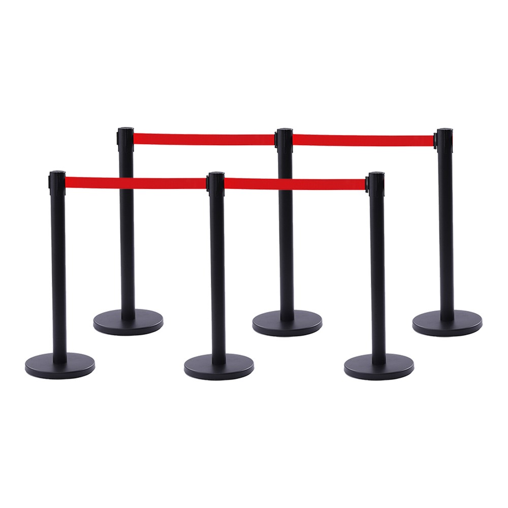 6 Park Crowd Control Barrier Stanchion Set Posts Queue Pole Retractable Belt USA