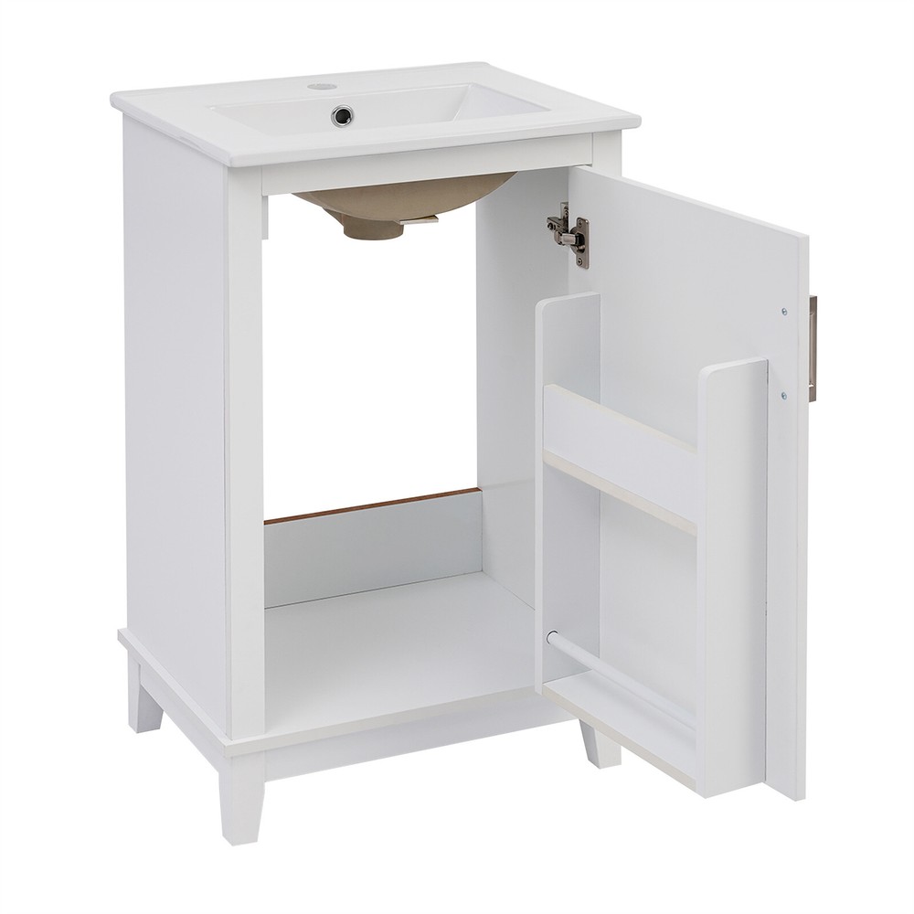 20" Small Bathroom Vanity Bathroom Storage Cabinet with Ceramic Basin Sink