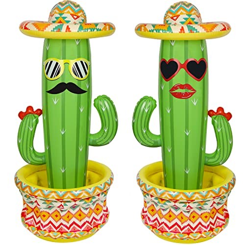 Inflatable Cactus Cooler, 55" Fiesta Cactus 2 Pack - Mr. Cactus & Ms. Cactus