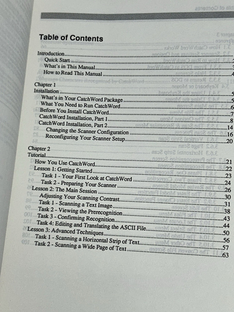 Logitech Software Catchword Intelligent OCR DOS Ver User's Guide MANUAL ONLY