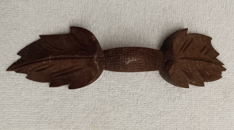 ANTIQUE WALNUT CARVED LEAF PATTERN DRAWER , DOOR HANDLE/PULL HORIZONTAL,VERTICAL