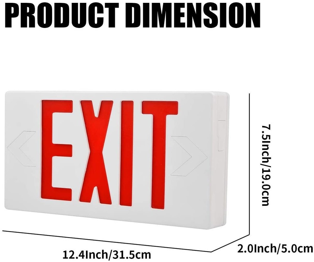 LED Emergency Exit Sign Light - Battery Backup UL 924 Certified 6 Pack Red
