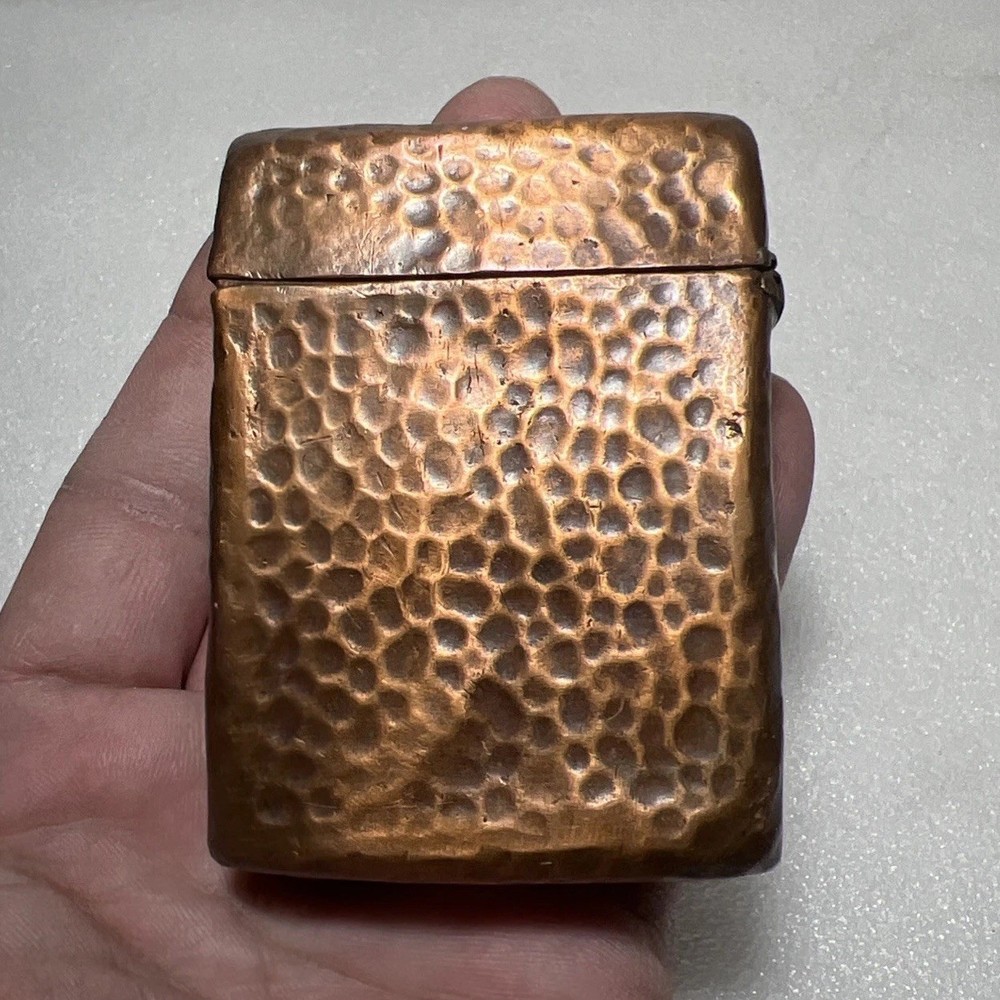ANTIQUE AESTHETIC GORHAM HAMMERED COPPER CIGARETTE CASE BOX HINGED LID