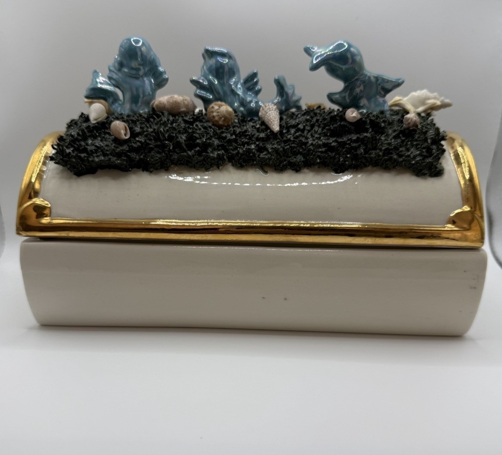 Vintage Ceramic Mermaids Sea Tissue Box