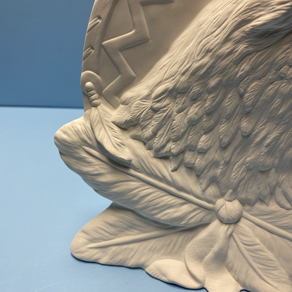 Ceramic Bisque Eagle Shield With Feathers Ready To Paint.Would Make Great Gift