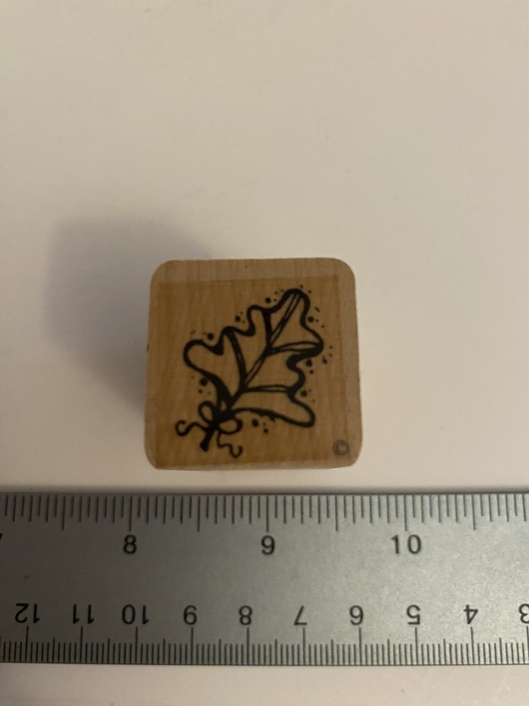 CTMH Leaf Wood Mounted Rubber Stamp EUC RS57