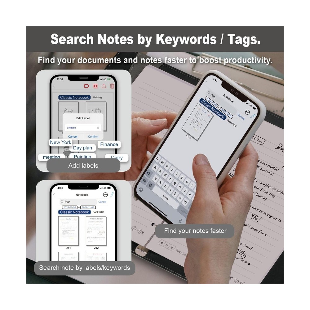 Smart Pen for Note Taking Set Real-Time Paper-to-Digital, Smart Digital Noteb...