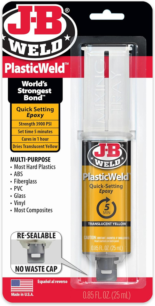 50132 Plasticweld Quick-Setting Epoxy Syringe - Translucent Yellow - 25 Ml