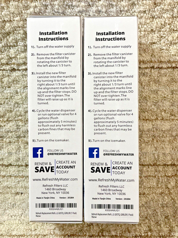 Refresh R-GXRLQR-S Premium Water Filter, Qty 2, Replacement for GE Refrigerators