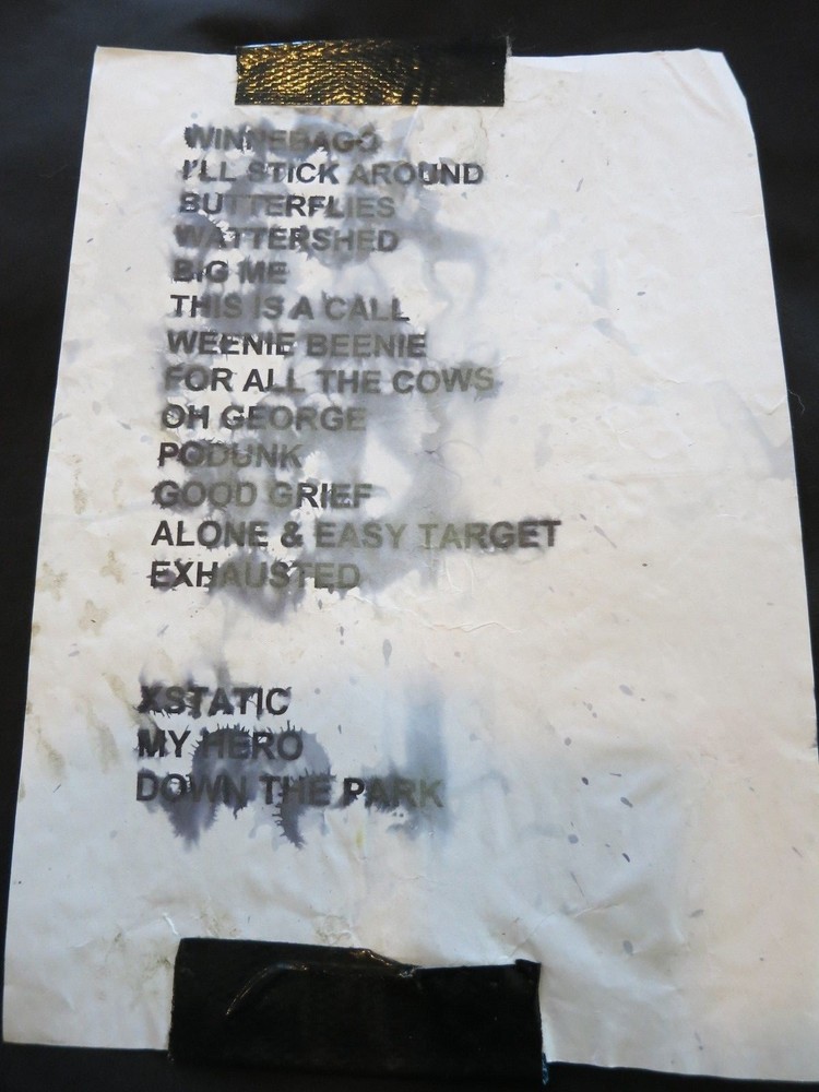 FOO FIGHTERS ORIGINAL USED SETLIST! EARLY TOUR SET LIST DAVE GROHL NIRVANA