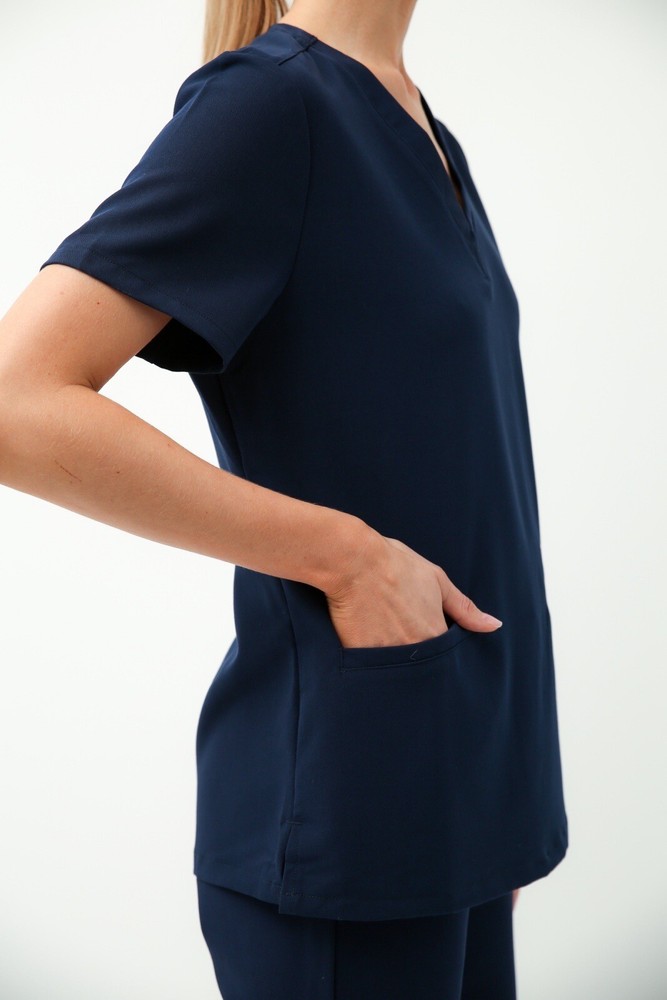 OPLUS - Navy V-Neck Relax Scrub Top
