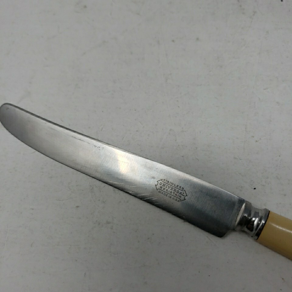 Vintage UNIVERSAL RESISTAIN Stainless Dinner Knife Flatware USA