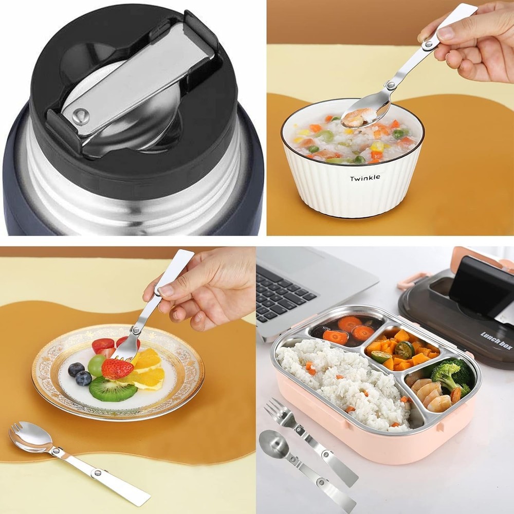 Portable Folding Flatware Set: 3-Piece Stainless Steel Camping Essentials