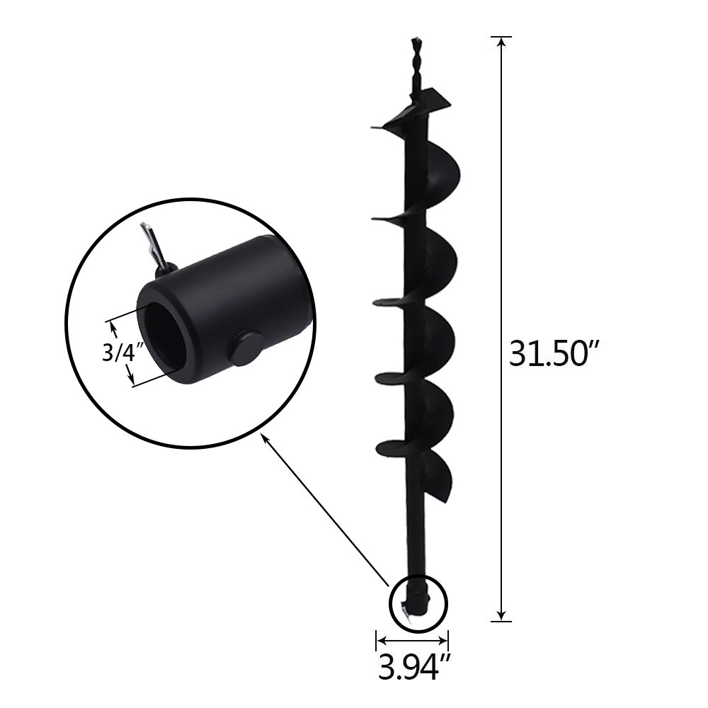4" Earth Auger Drill Bits for Gas Powered Post Fence Hole Digger