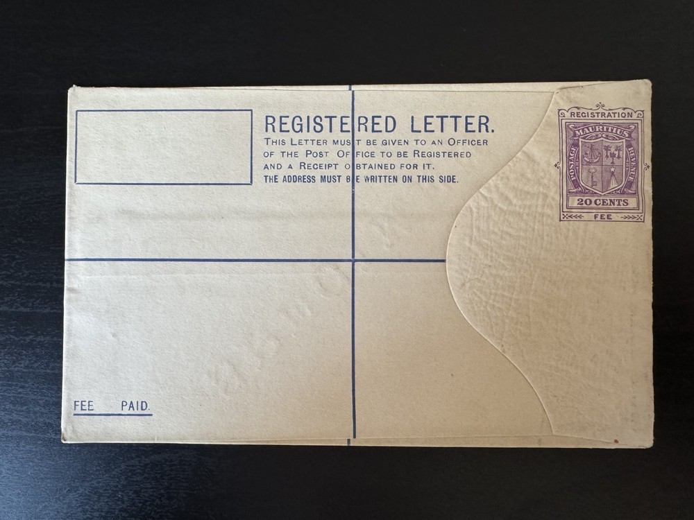 Mauritius - KGV Specimen 20c Reg. PSE Postal Stationery Envelope