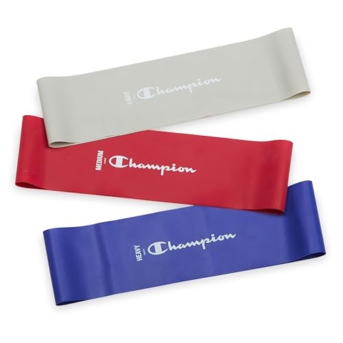 Loop Resistance Bands (3-Pack, Grey/Red/Blue), Light/Medium/Heavy, Odor-Free,