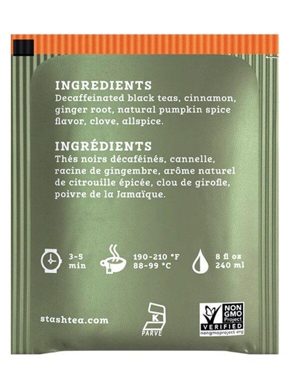 Stash Decaffeinated Tea-Pumpkin Spice - 18 - Bag