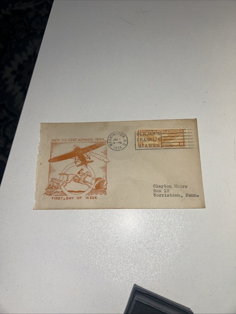 C19 Winged Globe 6c Airmail FDC 1934  - Planty #4