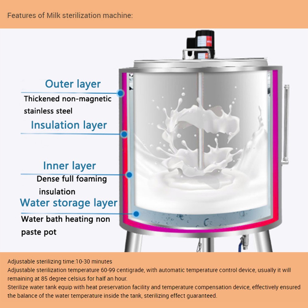Kolice 100L Pasteurization Machine Milk Beer Coffee Ice Cream Mix Pasteurizer