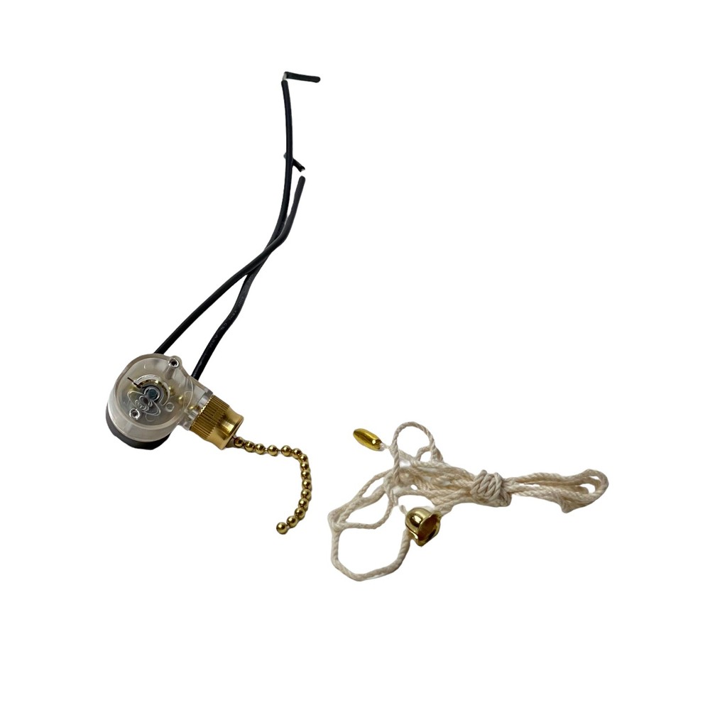 Shine Top Brass Switch with Pull Chain String - On/Off Light, Fan, Fixture