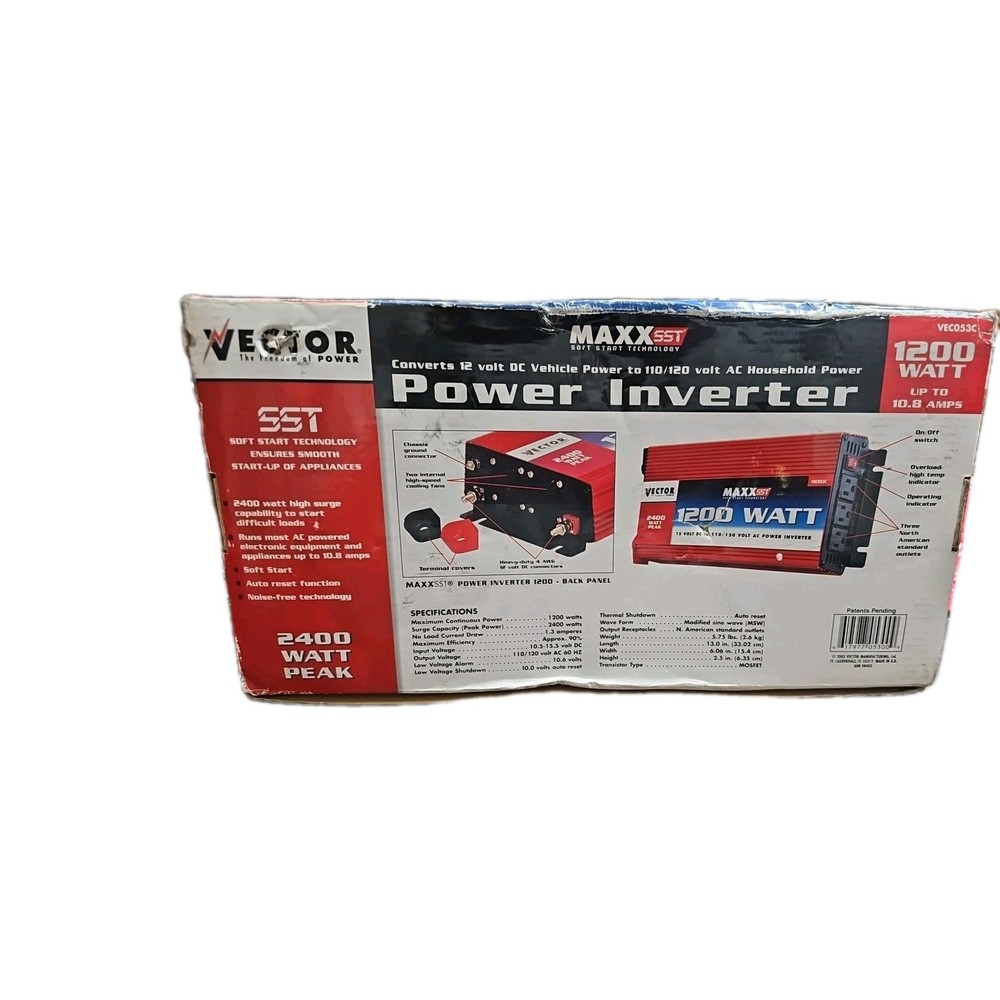 Vector 1200 Watt Power Inverter Without Cable ONLY UNIT