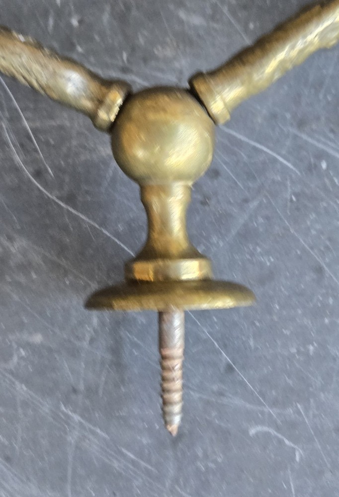 Pair of Solid Brass Hall Tree Double Hooks Architectural Salvage Coat & Hat Hook