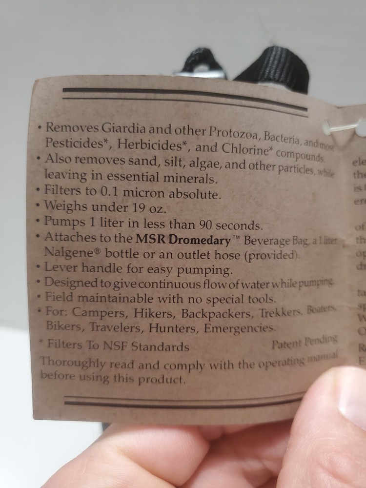 MSR Water Filter Pump System and Dromedary Bag 4L