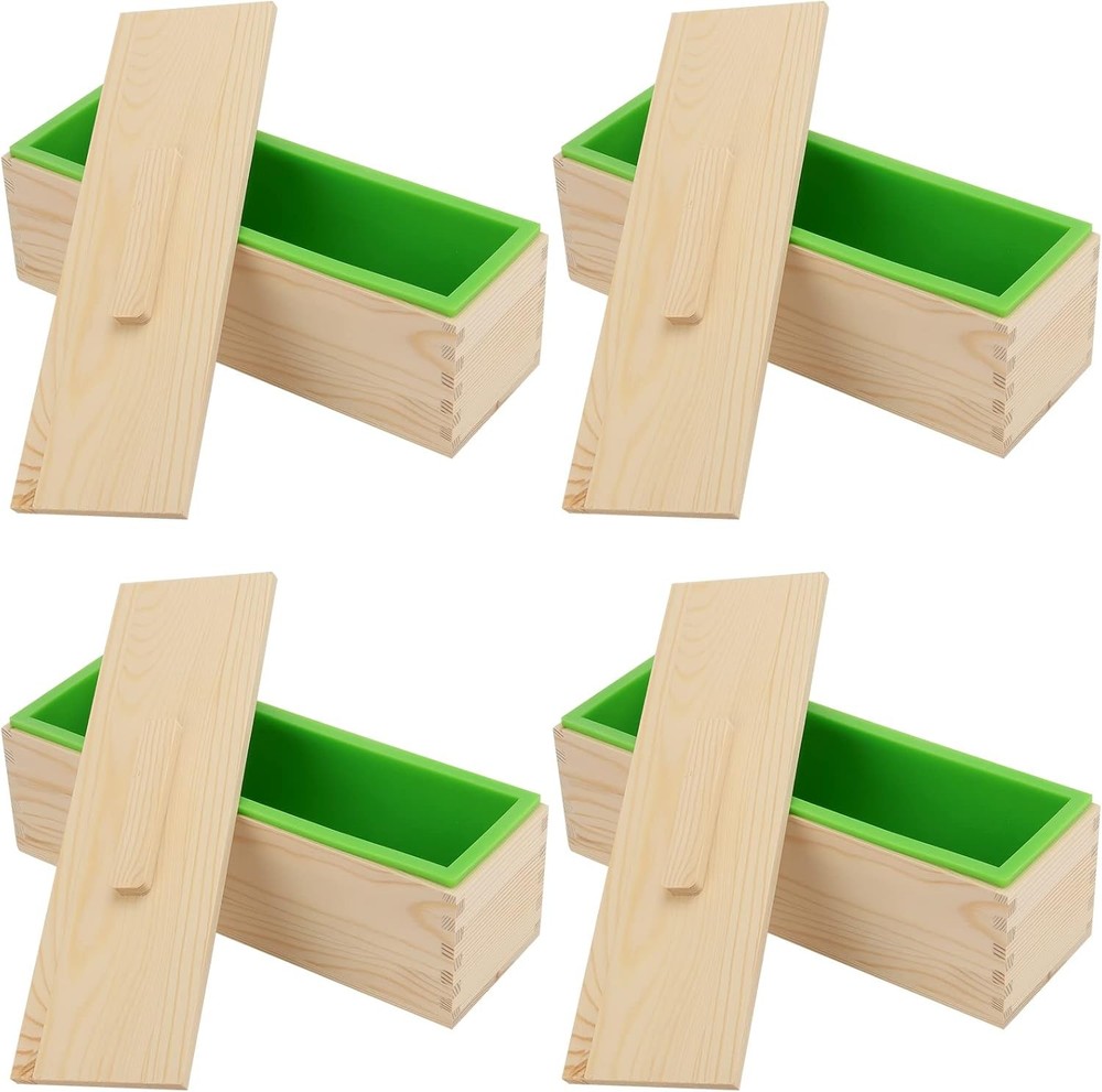 4 PCS 42oz Soap Molds, Rectangular Silicone Soap Making Molds with W...