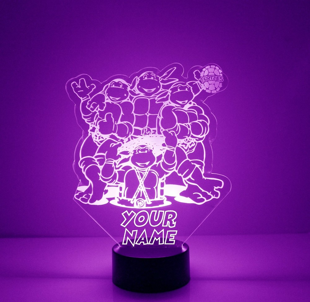 Ninja Turtles Light Up, Personalized TMNT LED Night Light Lamp, w/Remote Control