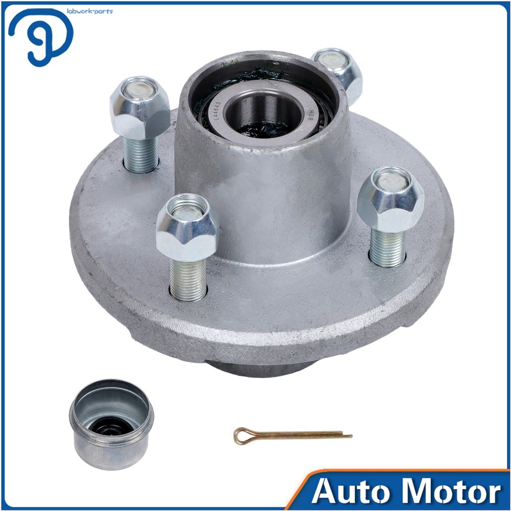 Galvanized, Pregreased Trailer Wheel Hub, 1 in. Axle, 4 Lug