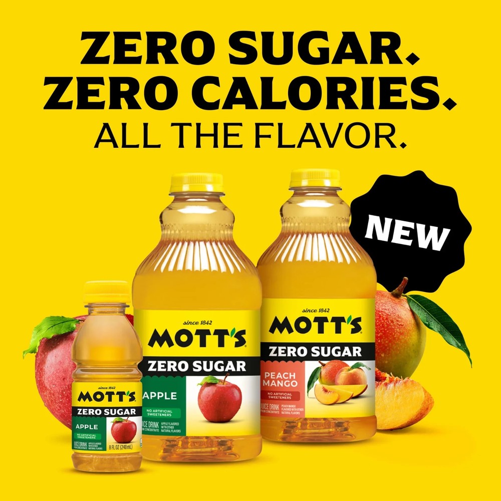 Mott's Zero Sugar Apple Juice Drink, 64 fl oz, Bottle