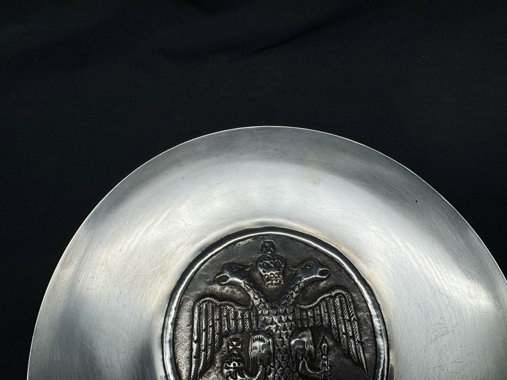 Vintage 830 Silver Eagle Double Head Eagle Plate, 127 grams, 6"