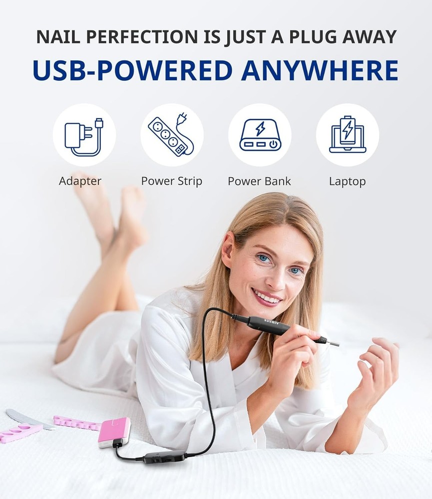 Studio Basic Electric Nail Drill, USB Portable Nail E File Machine for Profes...