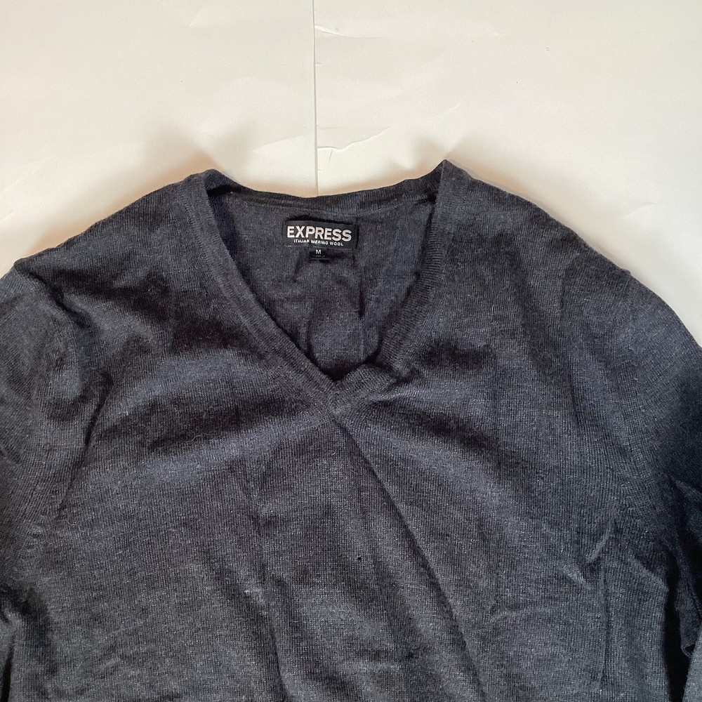Express Mens Pullover Sweater Size M Medium 100% Italian Merino Wool Long Sleeve