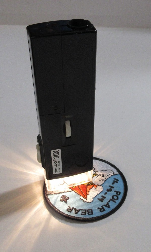 30X Illuminated Pocket Microscope Magnifying Magnifier with Focus Wheel works!