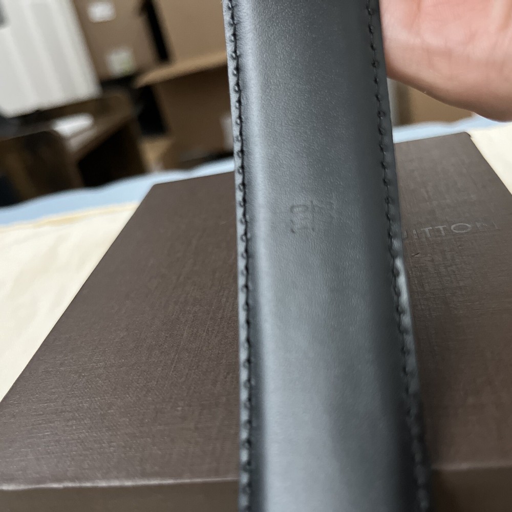 AUTH LOUIS VUITTON ADJUSTABLE EPI LEATHER BELT PREOWNED BOX BLACK