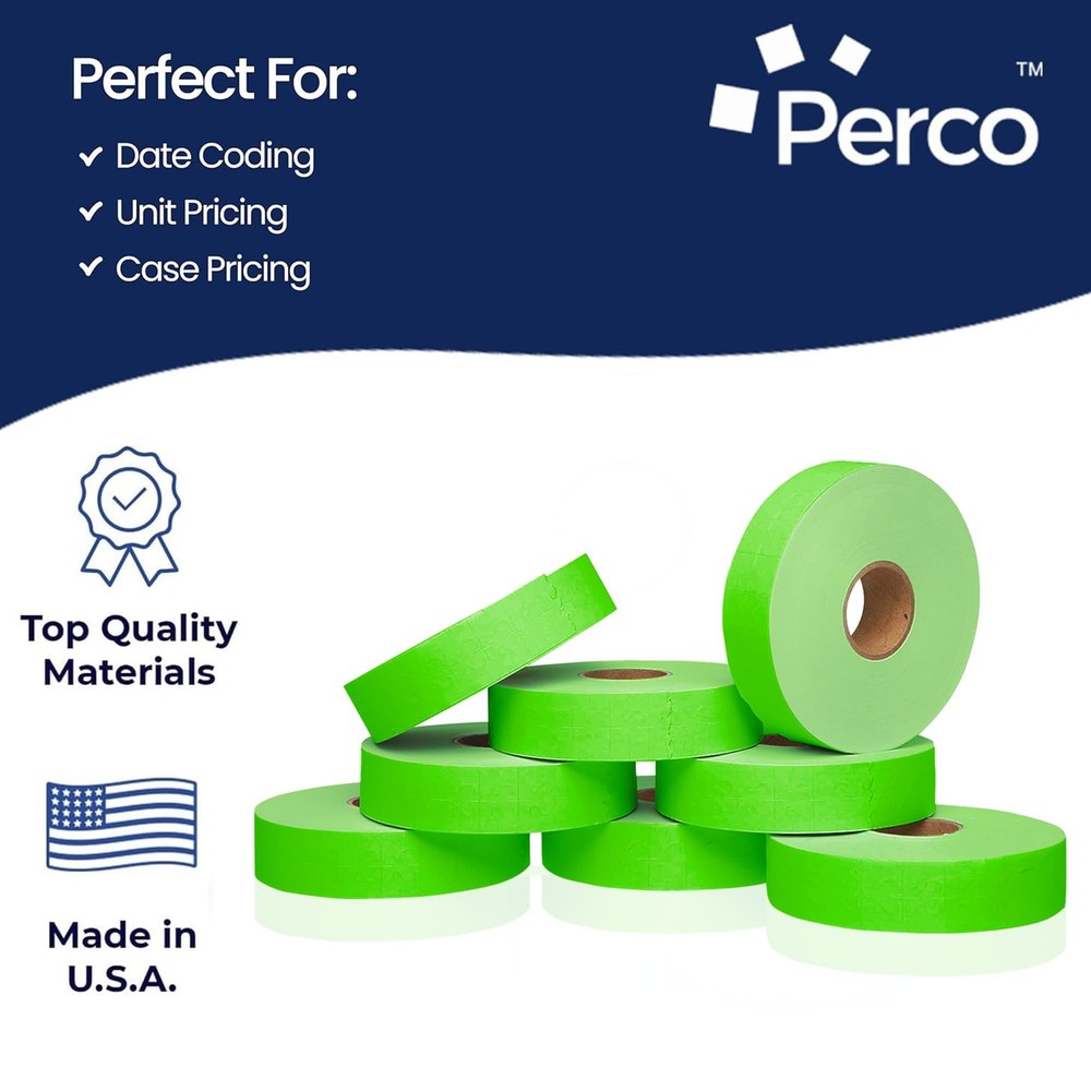 Perco Fluorescent Green Pricing Labels for 1 Sleeve,