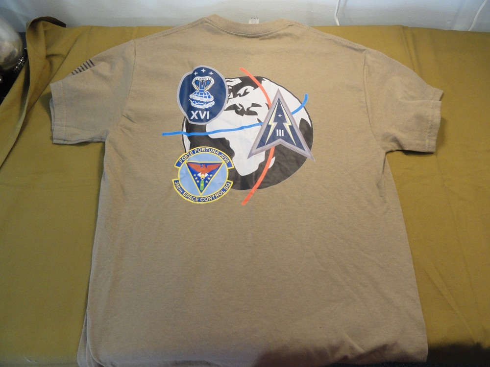 DISCONTINUED 380TH SPACE CONTROL SQUADRON UNIT SHIRT TAN MEDIUM