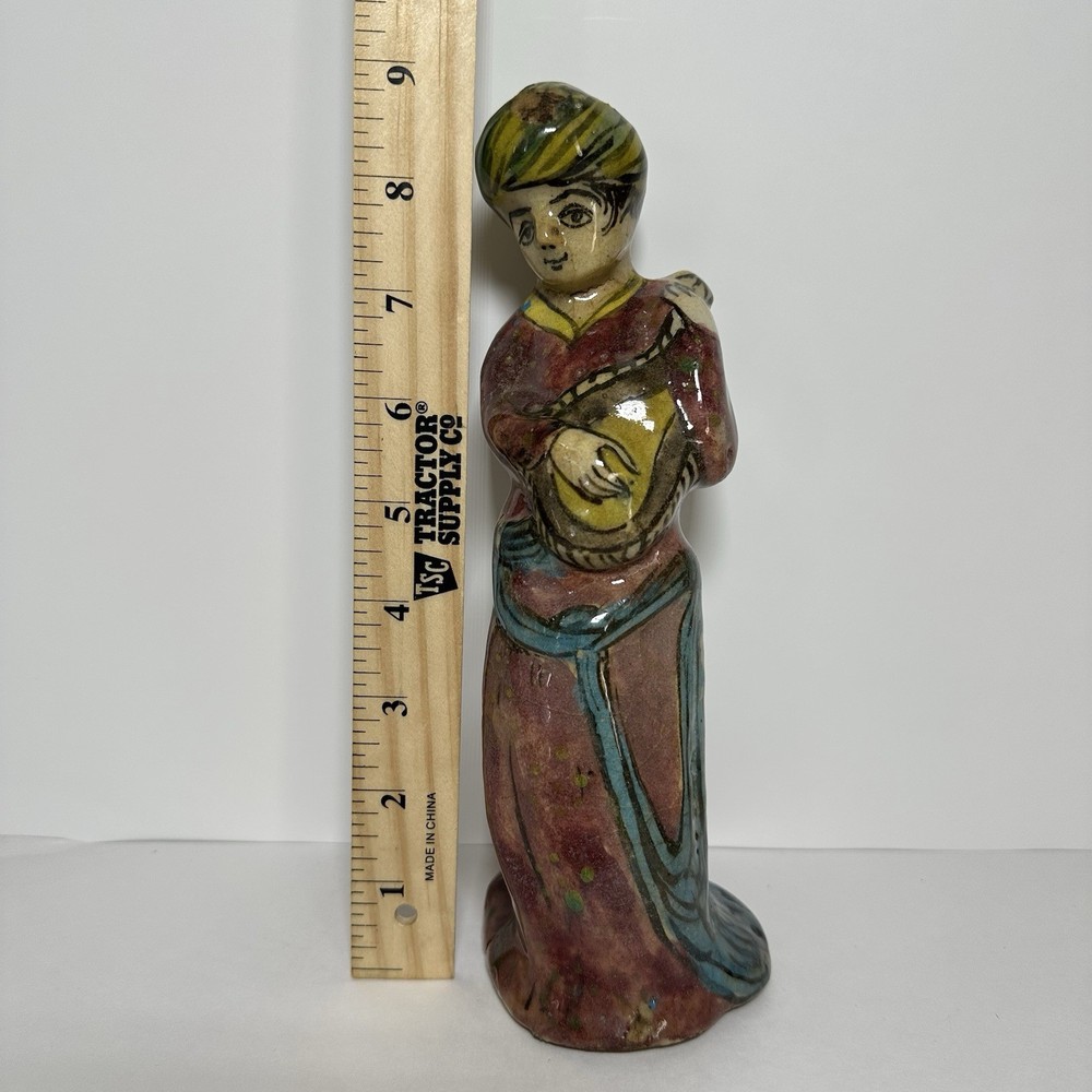 Antique Middle Eastern Pottery Painted Figure